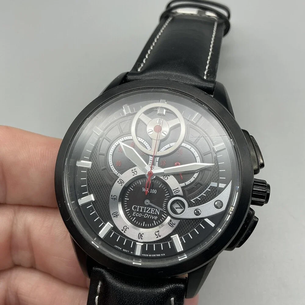 Citizen Eco-Drive H509-S074690 Mens Watch 44mm Black Dial Chronograph Date